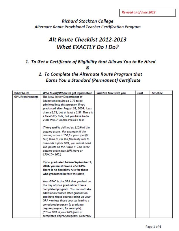 Alternate Route Teaching Nj Requirements at Dennis Browning blog